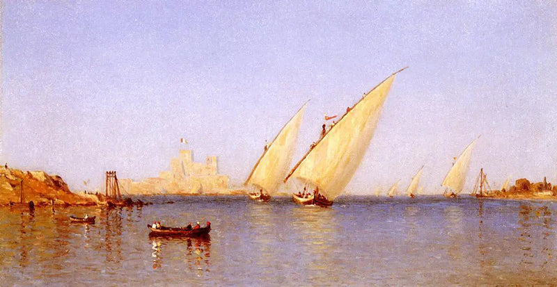Fiskebåde, der ankommer til havnen i Brindisi - Sanford Robinson Gifford
