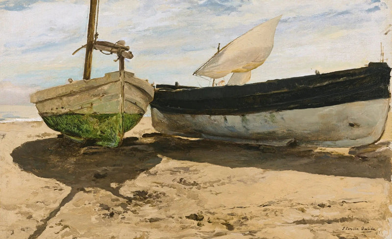 Fiskerbåde på stranden, Valencia - Joaquín Sorolla