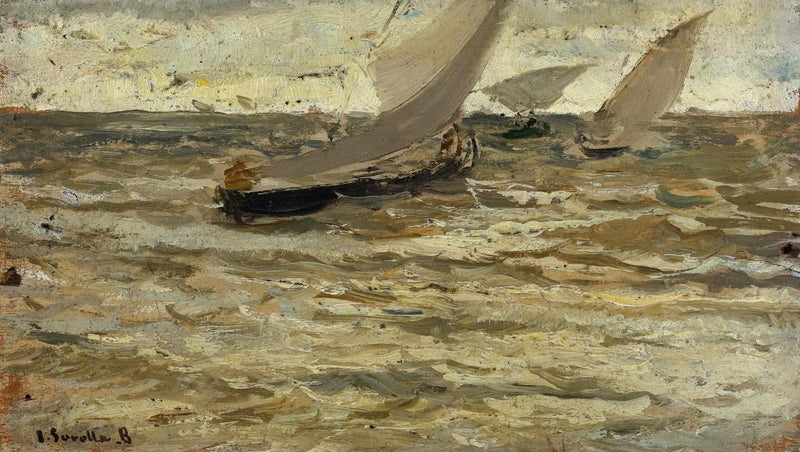 Både forlader havnen, Asturien - Joaquín Sorolla