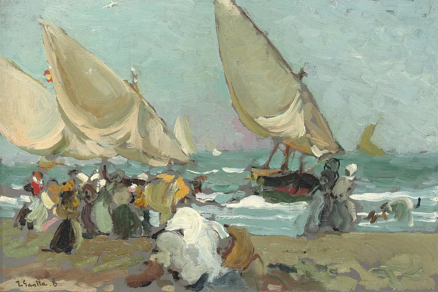 Både på stranden i Valencia - Joaquín Sorolla