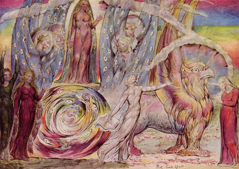 Béatrice henvender sig til Dante fra bilen - William Blake