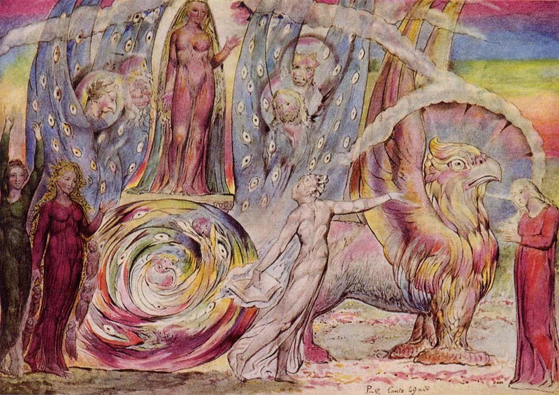 Béatrice henvender sig til Dante fra bilen - William Blake