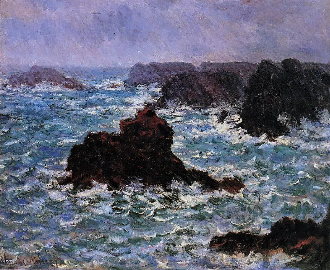 Belle-Île, effet de pluie - Claude Monet image 1 tableau peint à l’huile sur toile