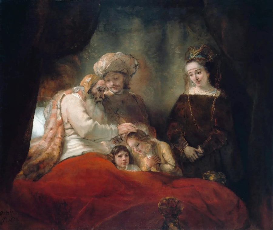 Sønnernes velsignelse af Joseph af Jakob - Rembrandt