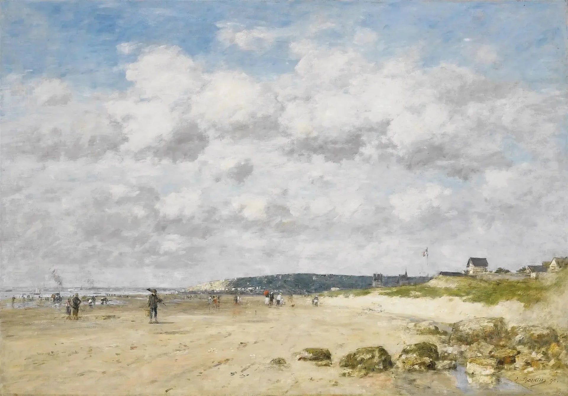 Bénerville, la plage - Eugène Boudin image 1 copie peinte à la main à l’huile