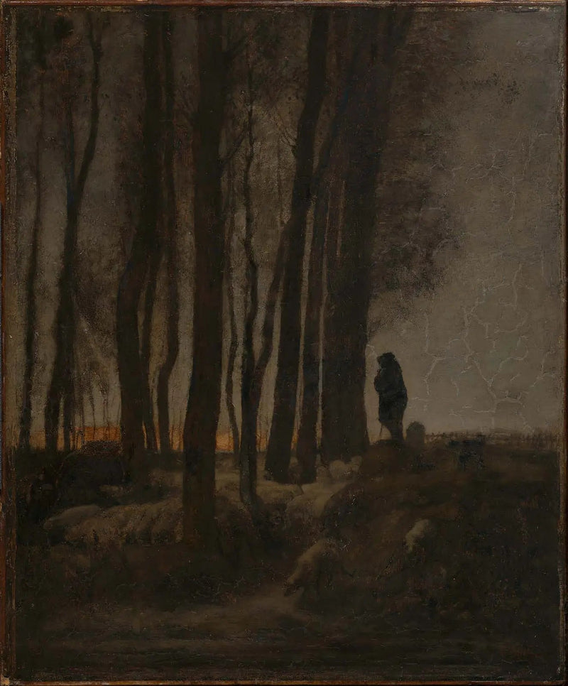 Berger et troupe à la lisière de la forêt, le soir - Jean-François Millet