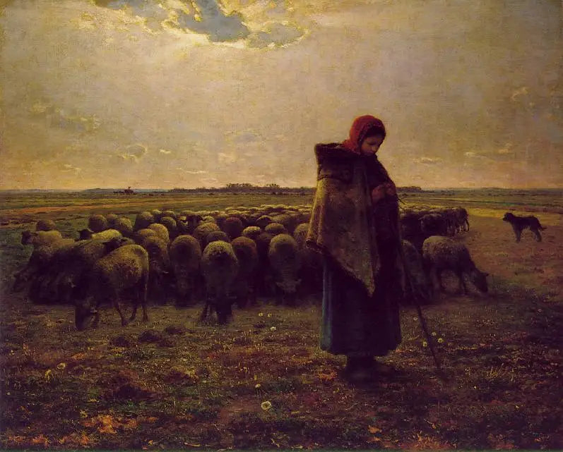 Bergère med sit fårflok - Jean-François Millet