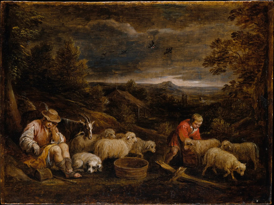 Bønder og får - David Teniers den Yngre