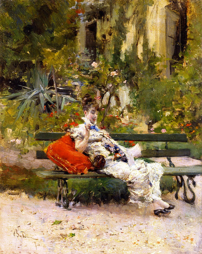Berthe malede i haven - Giovanni Boldini