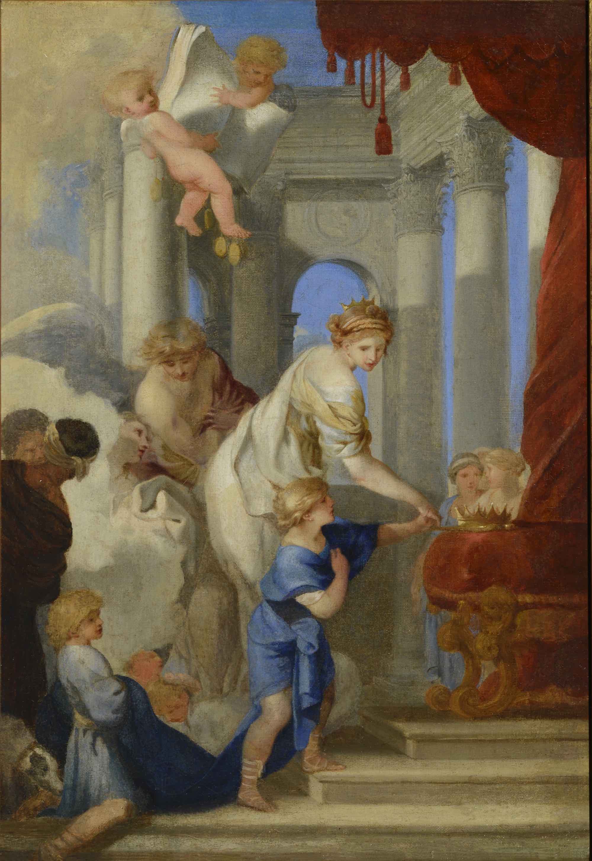 Bethsabée guidant Salomon vers le trône - Sébastien Bourdon image 1 copie de tableau peinte à la main
