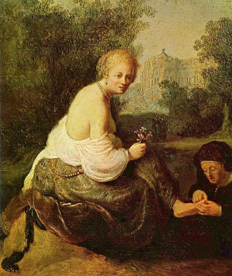 Bethsabée ved sit toilet, set af kong David - Rembrandt