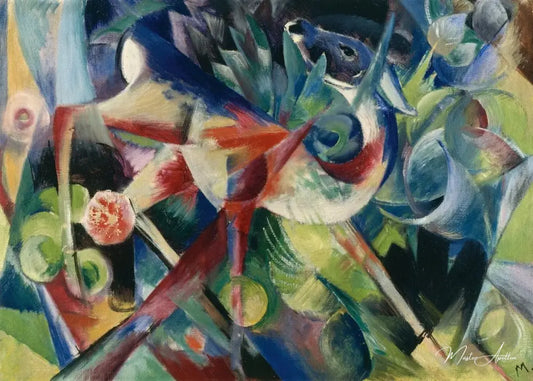 Biche dans le jardin fleuri - Franz Marc - Reproductions de tableaux et peintures haut de gamme