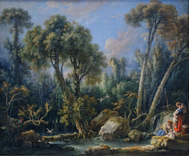 Vaskekoner i et landskab - François Boucher