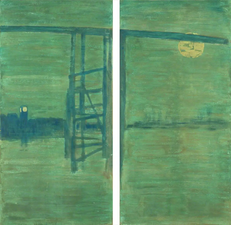 Blå og sølv: skærm, med den gamle Battersea-bro - James Abbott McNeill Whistler