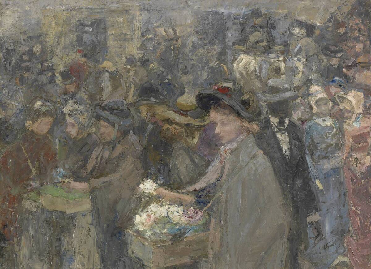 Bloemenmarkt in Londen - Jan Toorop image 1 tableau peint à l’huile sur toile