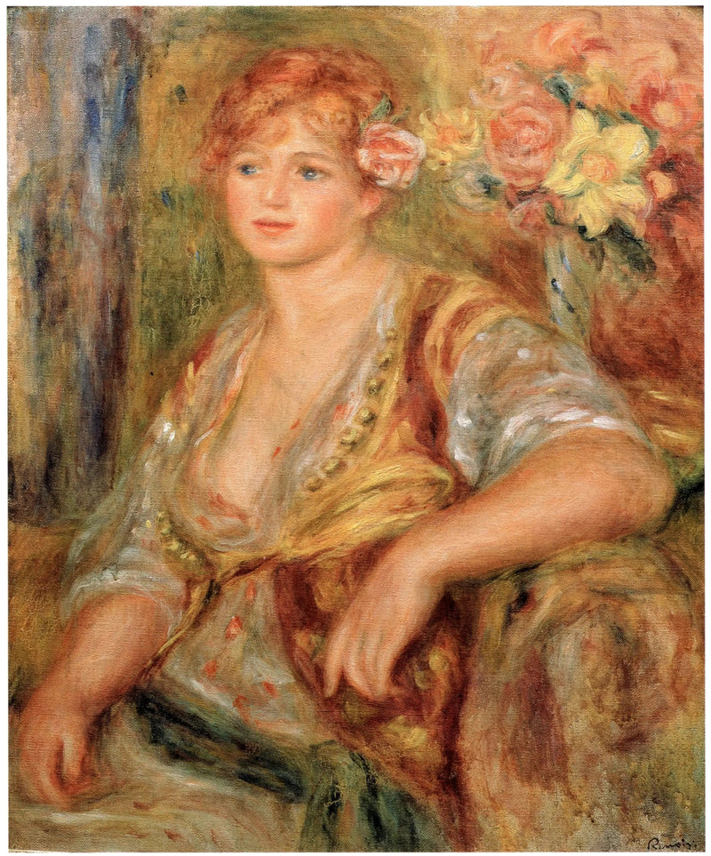 Blondine med rosen - Pierre-Auguste Renoir