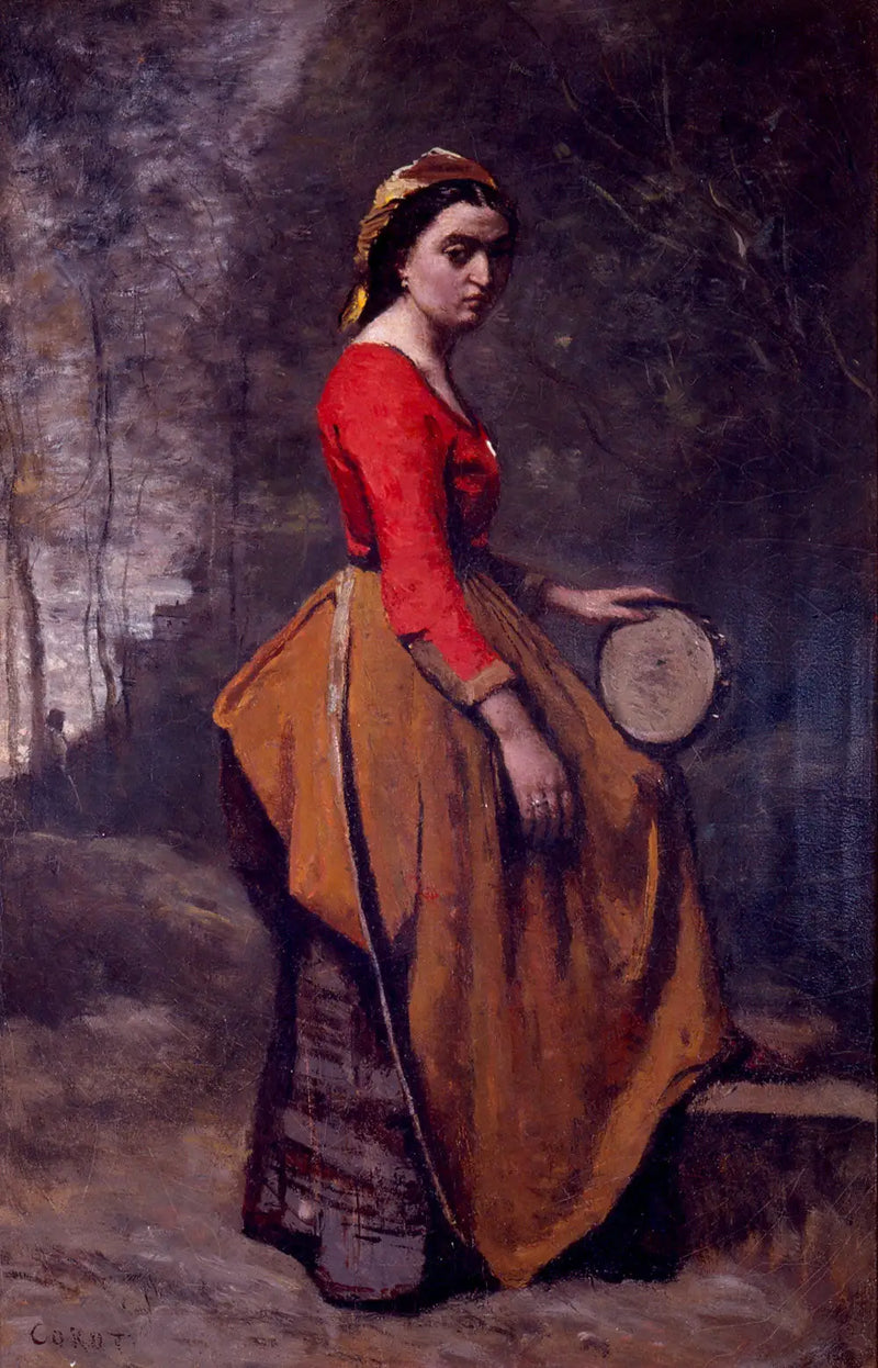Boheme med tamburin - Jean-Baptiste Camille Corot