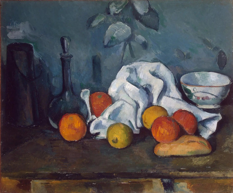 Mælkekasse, karaffel og skål - Paul Cézanne