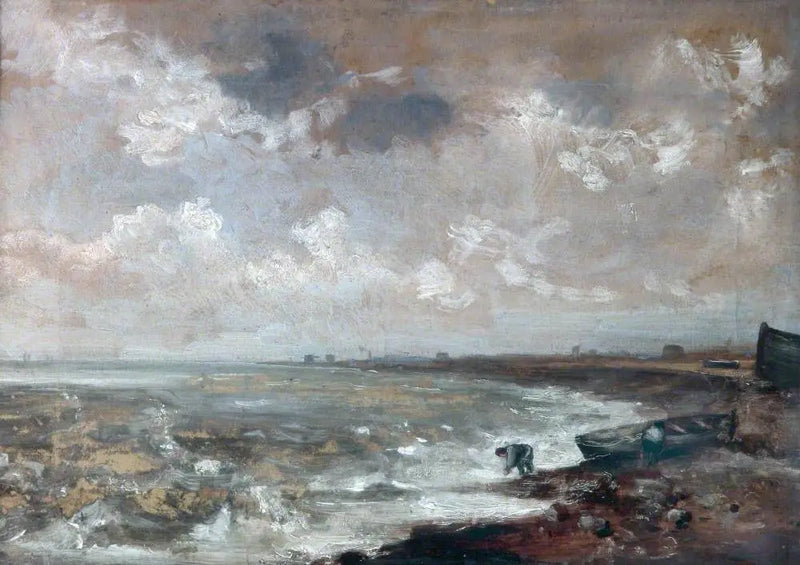 Havnefront med fiskere nær en båd - John Constable