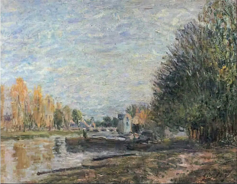 Loing-kysten ved solnedgang - Alfred Sisley