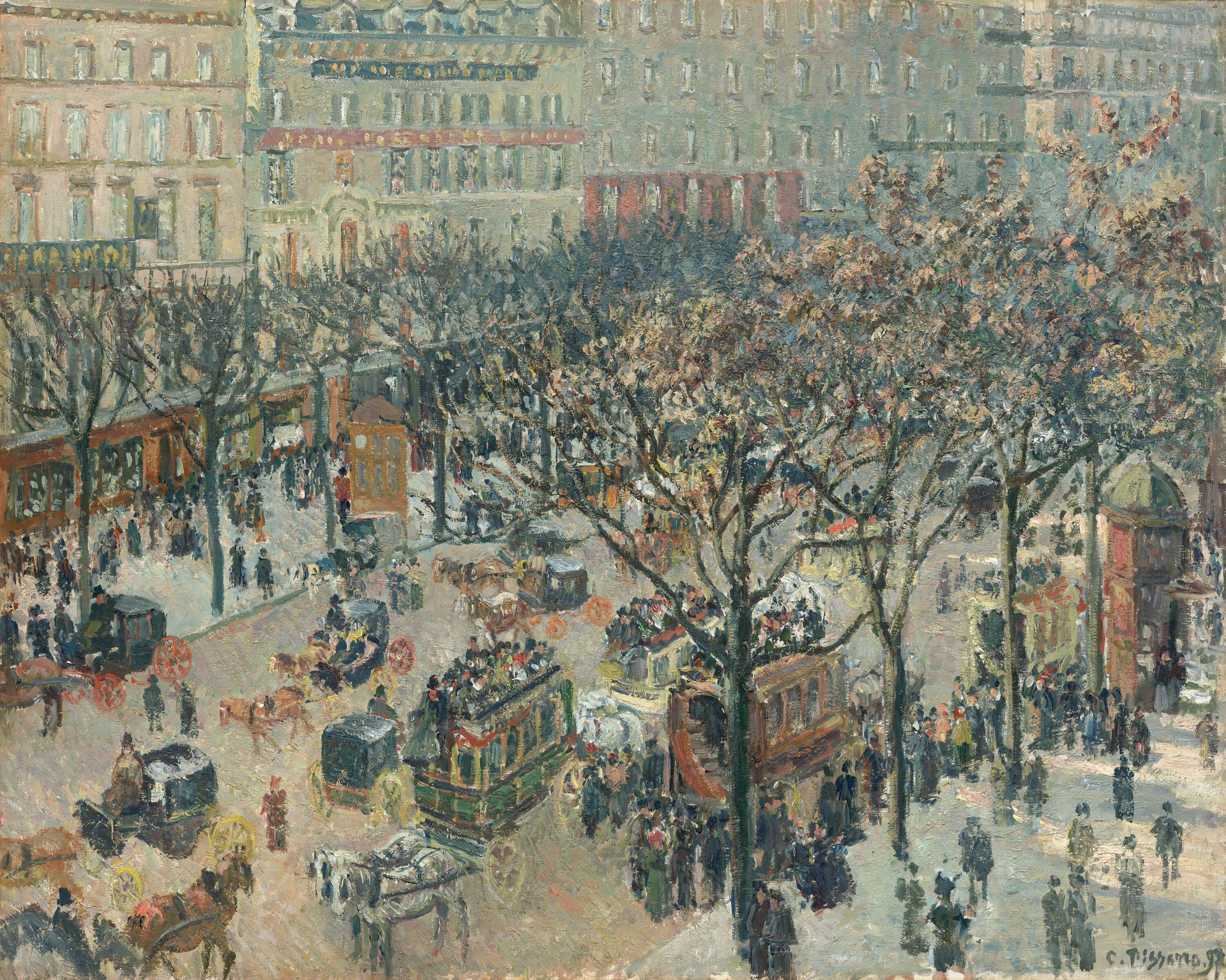 Boulevard des Italiens, Matin, Lumière du Soleil - Camille Pissarro