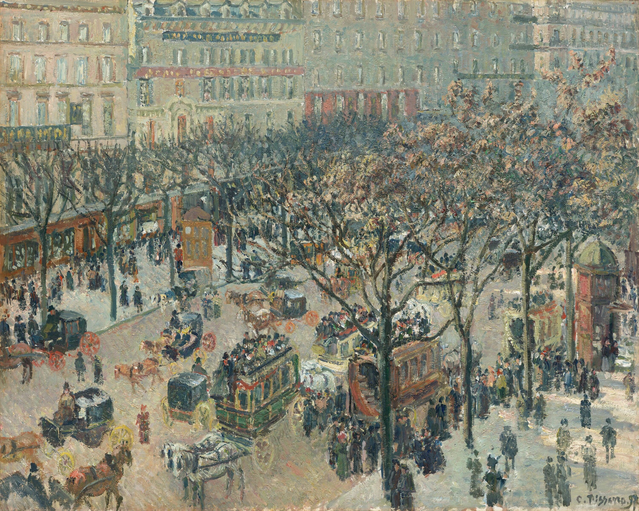 Boulevard des Italiens, Matin, Lumière du Soleil - Camille Pissarro