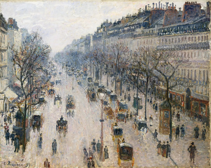 Boulevard Montmartre en en vintermorgen - Camille Pissarro