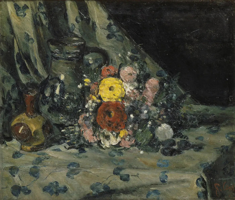 Buketter med gul dahlia - Paul Cézanne