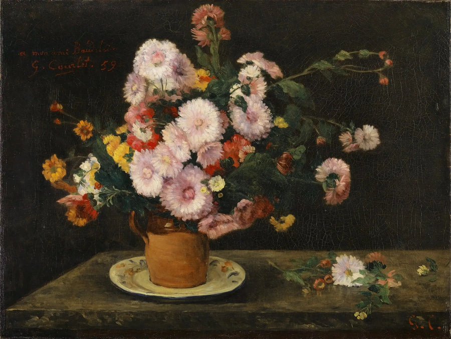 Asters blomsterbuket - Gustave Courbet