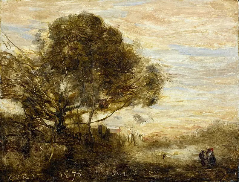 Træbuket ved vandkanten - Jean-Baptiste Camille Corot
