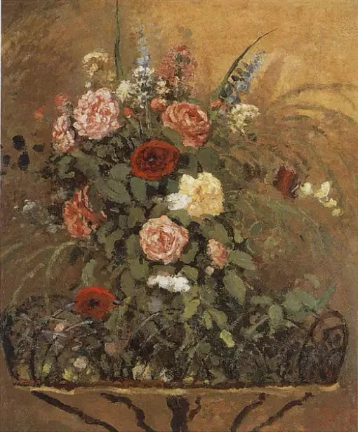 Blomsterbuket med plantekasse - Camille Pissarro
