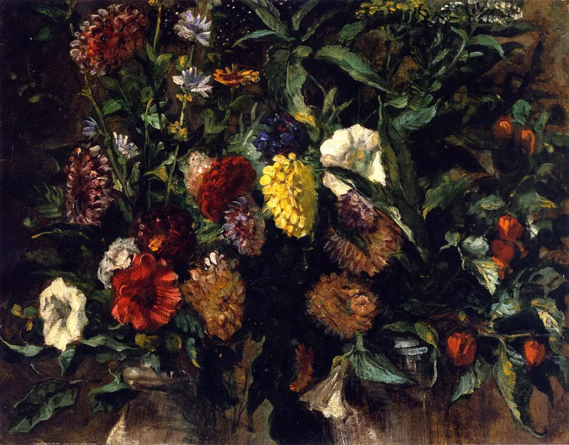 Blomsterbuket i en vase - Eugène Delacroix