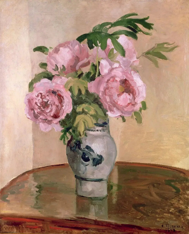 Buket af lyserøde pæoner - Camille Pissarro