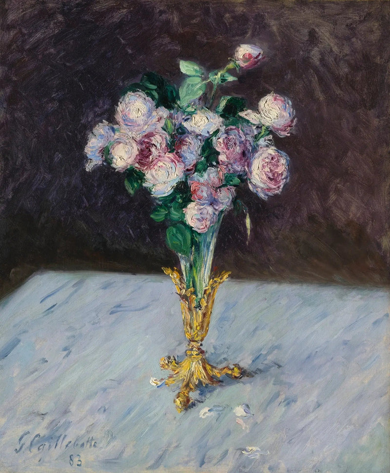 Buket af roser i en krystalvase - Gustave Caillebotte
