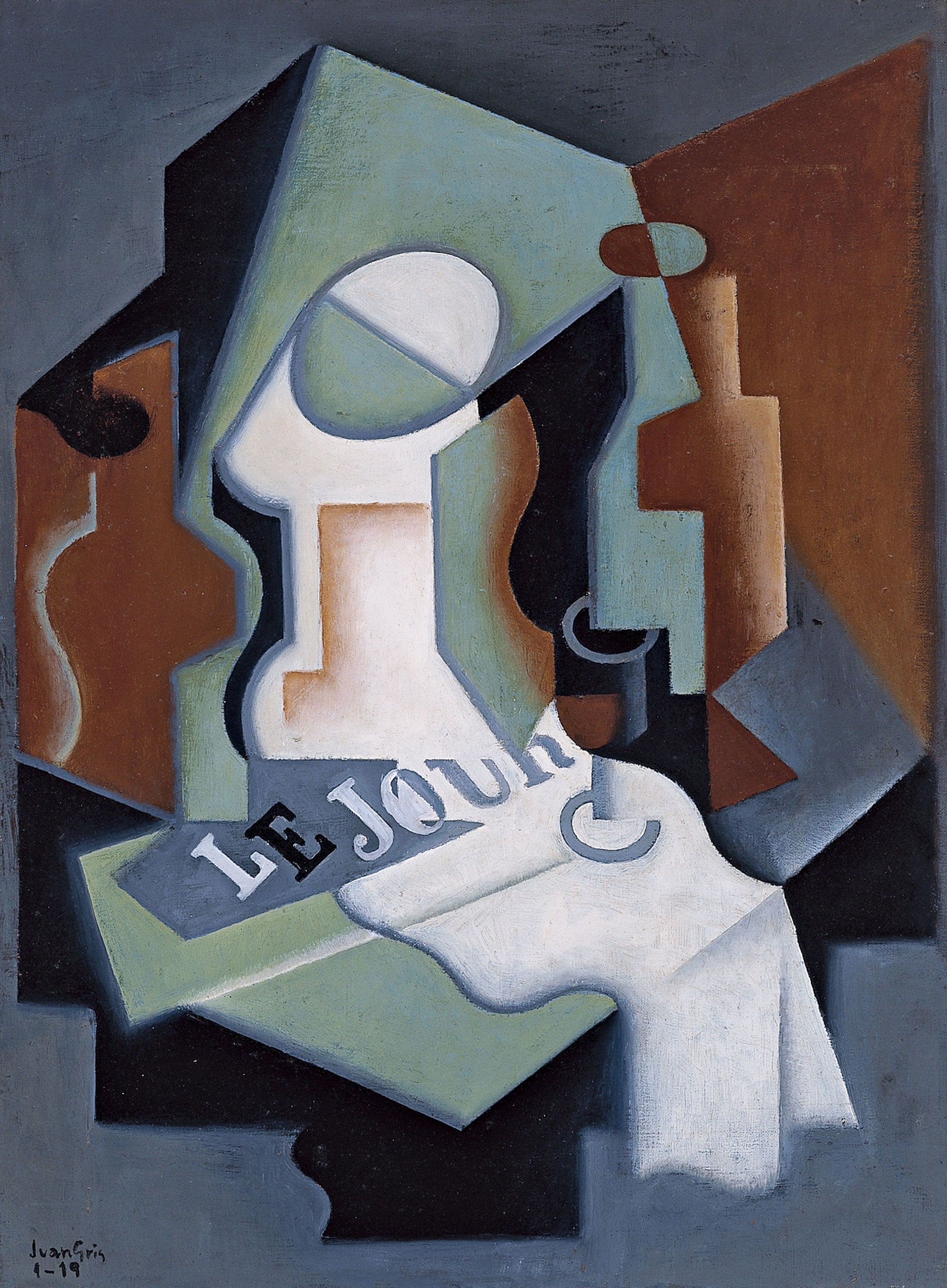 Flaske og frugtfat - Juan Gris