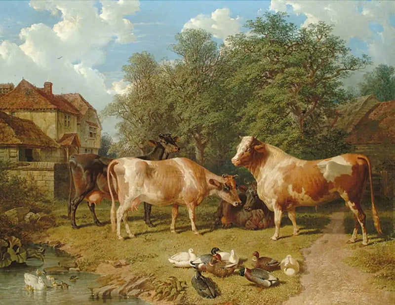 Bøf og ænder - John Frederick Herring, Sr.
