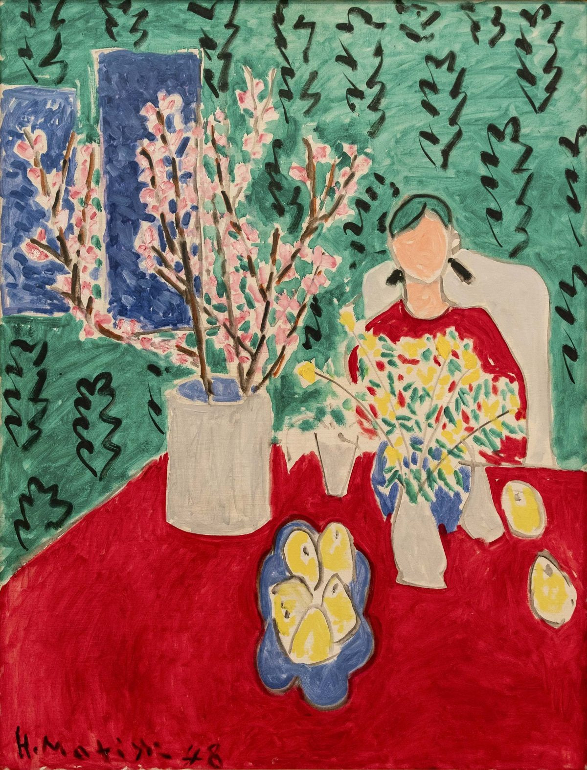 Reproduction du tableau « Branche de prunier, fond vert - Henri Matisse » par Alpha Reproduction en peinture à l’huile