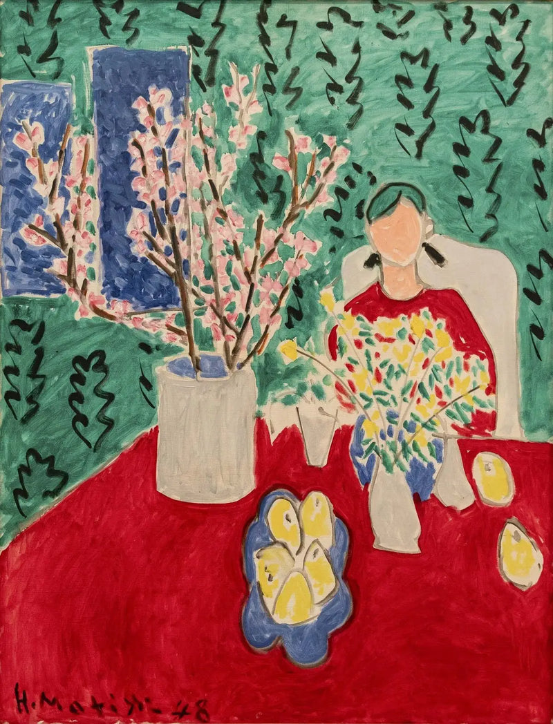Blommegren, grøn baggrund - Henri Matisse