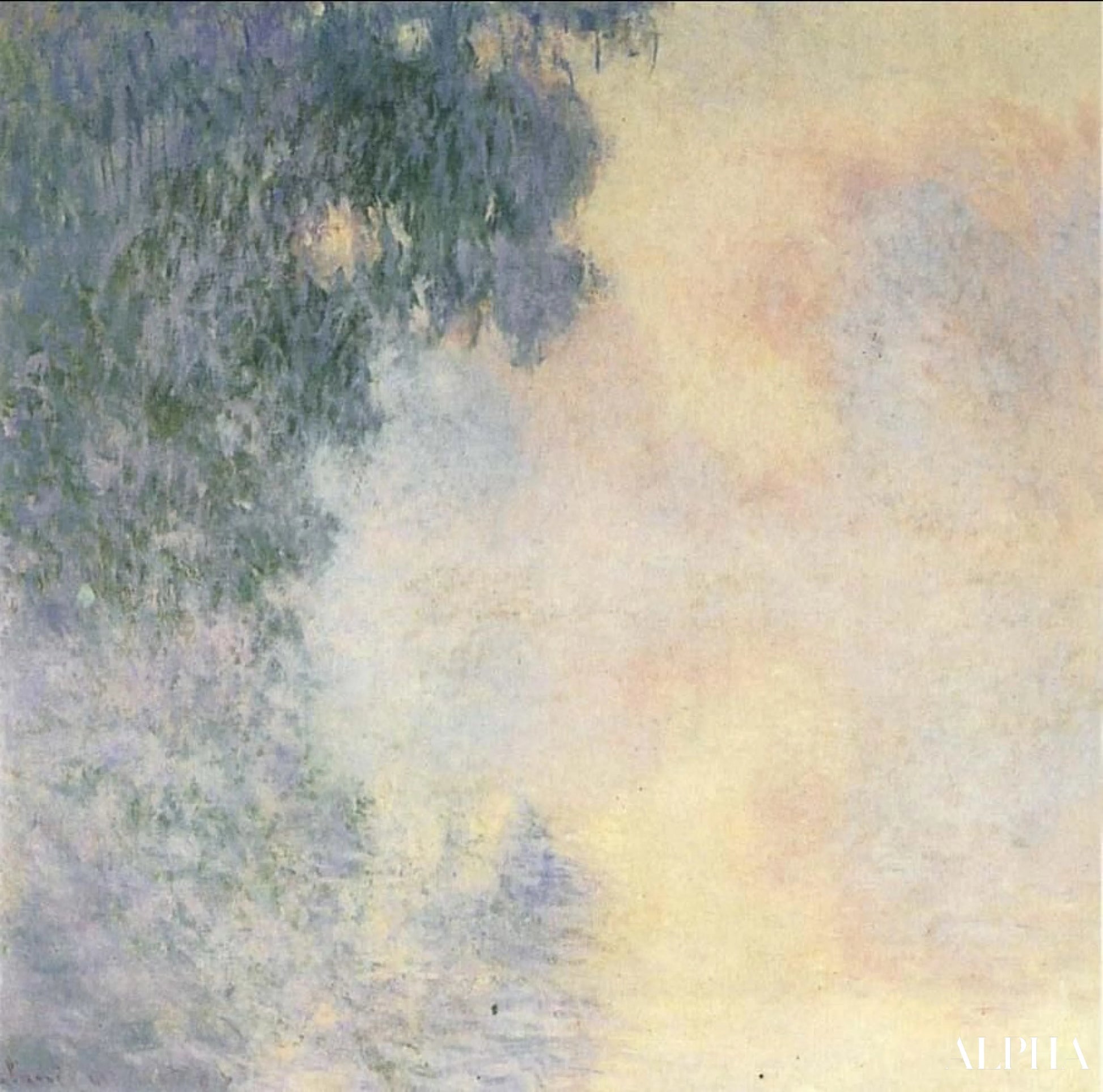 Bras de Seine nær Giverny, tåge - Claude Monet - Reproduktioner af malerier og højkvalitets malerier