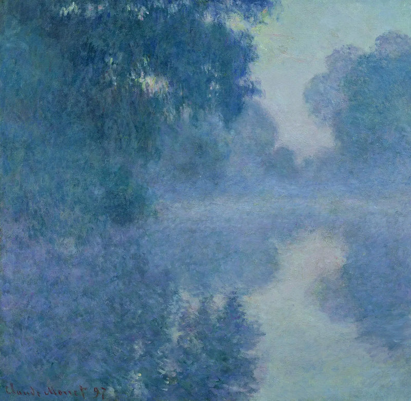 Seinarms nær Giverny, solopgang - Claude Monet