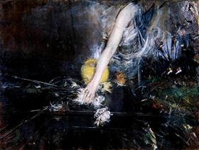 Bras tenant un vase de fleurs - Giovanni Boldini image 1 reproduction d’œuvre d’art à l’huile