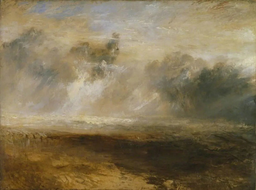 Breakers på en Flad Strand - J. M. W. Turner