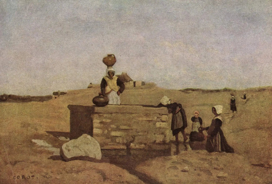 Bretonnes ved fontænen - Jean-Baptiste Camille Corot