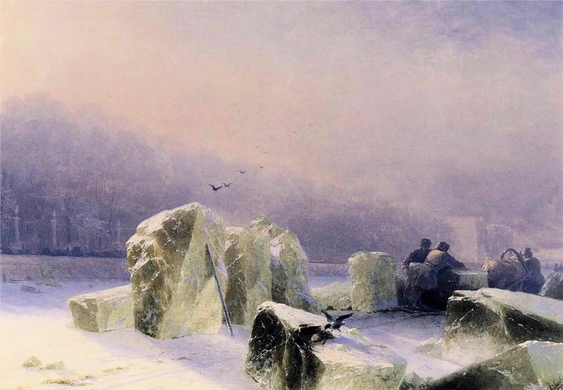 Isbryder på den frosne Neva i Sankt Petersborg - Ivan Aivazovskij