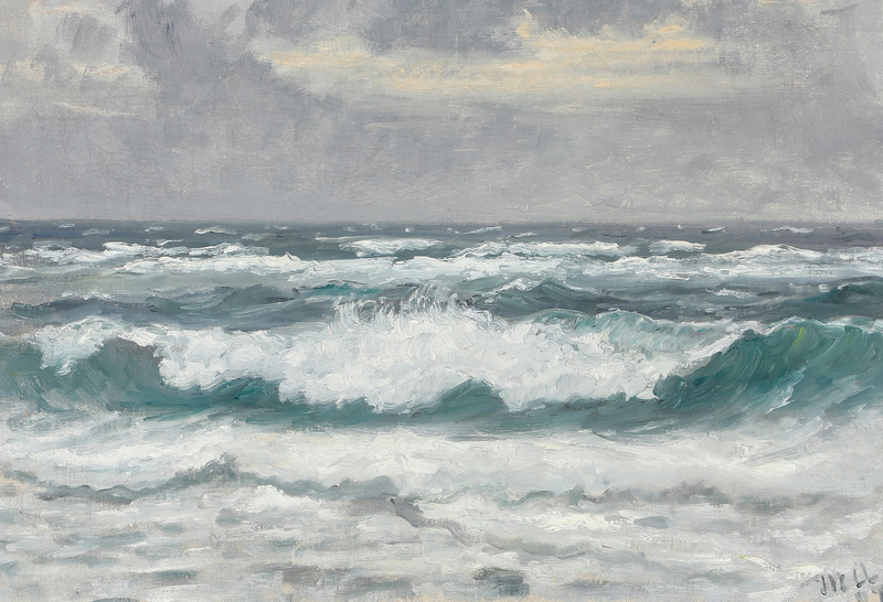 Bryder bølgerne ved Skagen Senderstrand. -Michael Peter Ancher