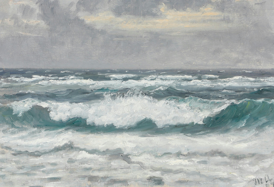 Bryder bølgerne ved Skagen Senderstrand. -Michael Peter Ancher