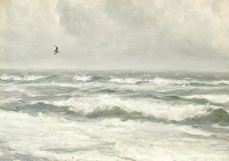 Bryder bølgerne på en grå dag. - Michael Peter Ancher