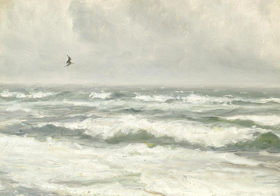 Bryder bølgerne på en grå dag. - Michael Peter Ancher