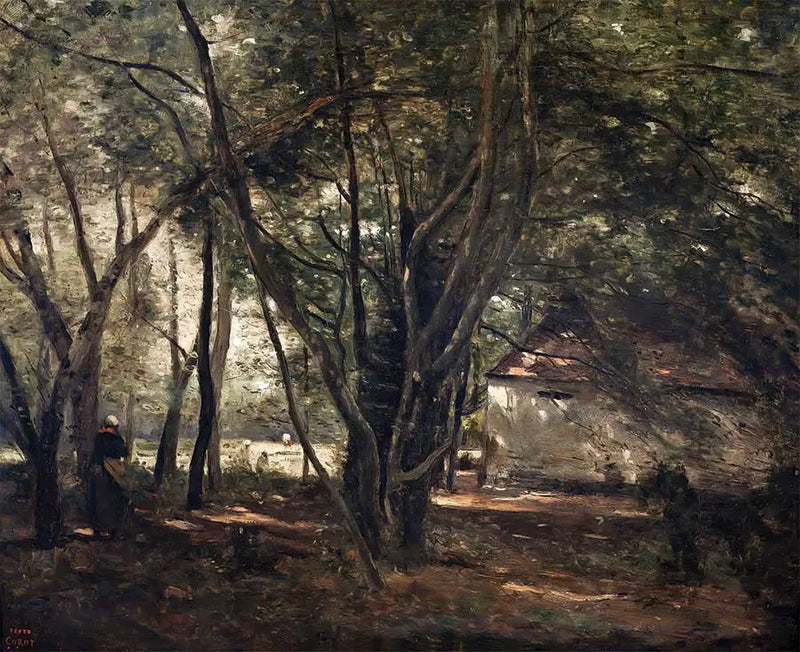 Brunoy, grøn allé nær gården - Jean-Baptiste Camille Corot