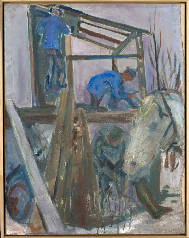 Skovhuggere i arbejde på studiets bygning - Edvard Munch
